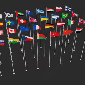 现代国旗3D模型下载